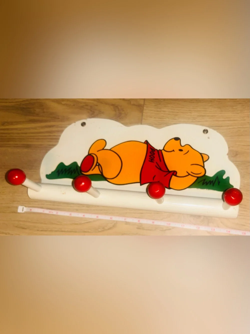 Vintage Walt Disney’s Winnie the Pooh Wall Rack with Hook Rods